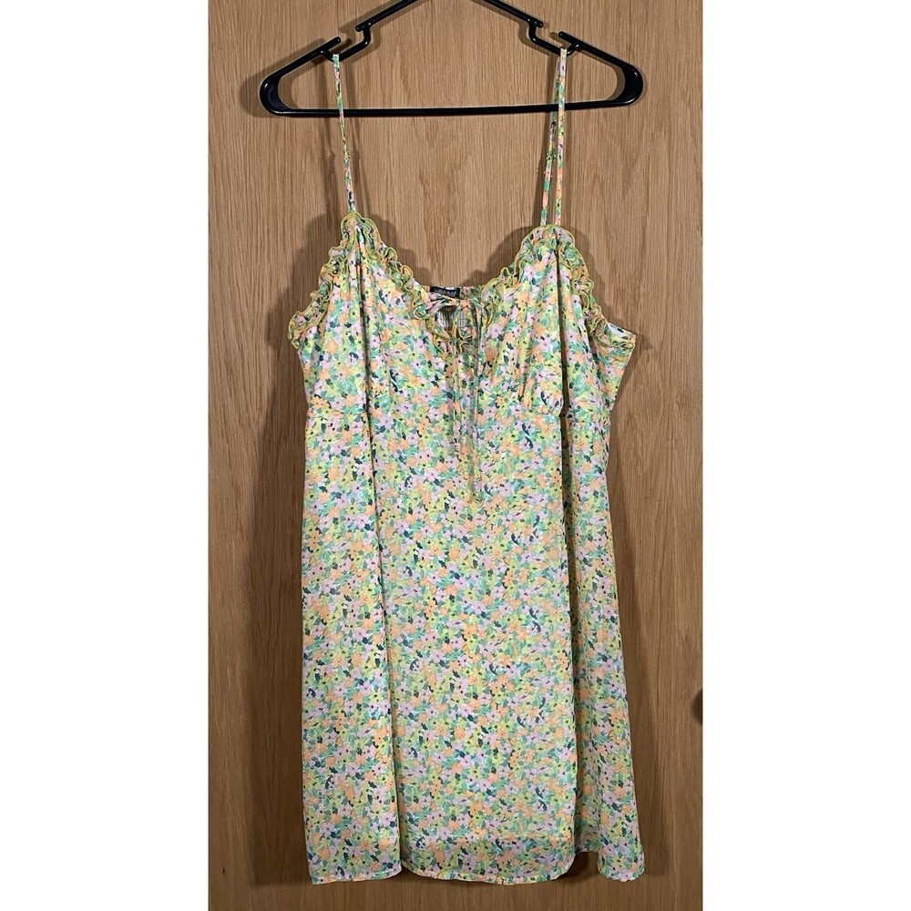 Women's 2X Babydoll Mini Dress Strappy BloomCore Boho Cottage Smocked Coquette